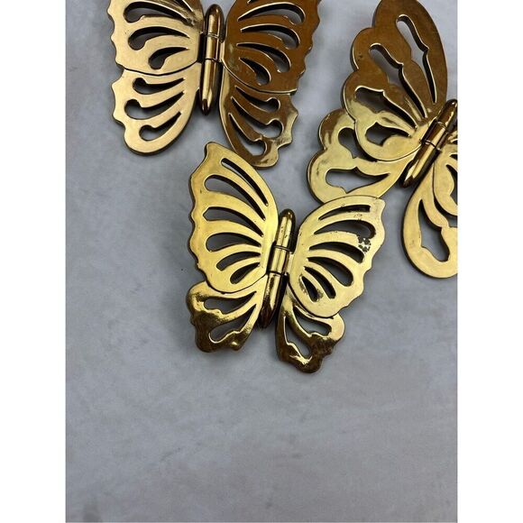 1970s Mod Vintage Gold Plastic Hinged Butterflies Wall Decor - Picture 3 of 7